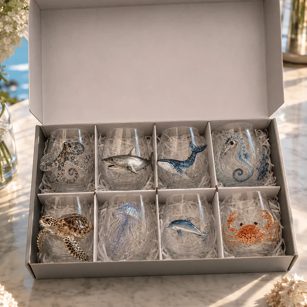 🎁 The Perfect Beach House Gift🌊3D Ocean Animal Artisan Glassware Collection