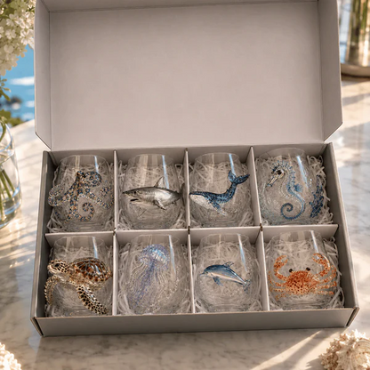 🎁 The Perfect Beach House Gift🌊3D Ocean Animal Artisan Glassware Collection