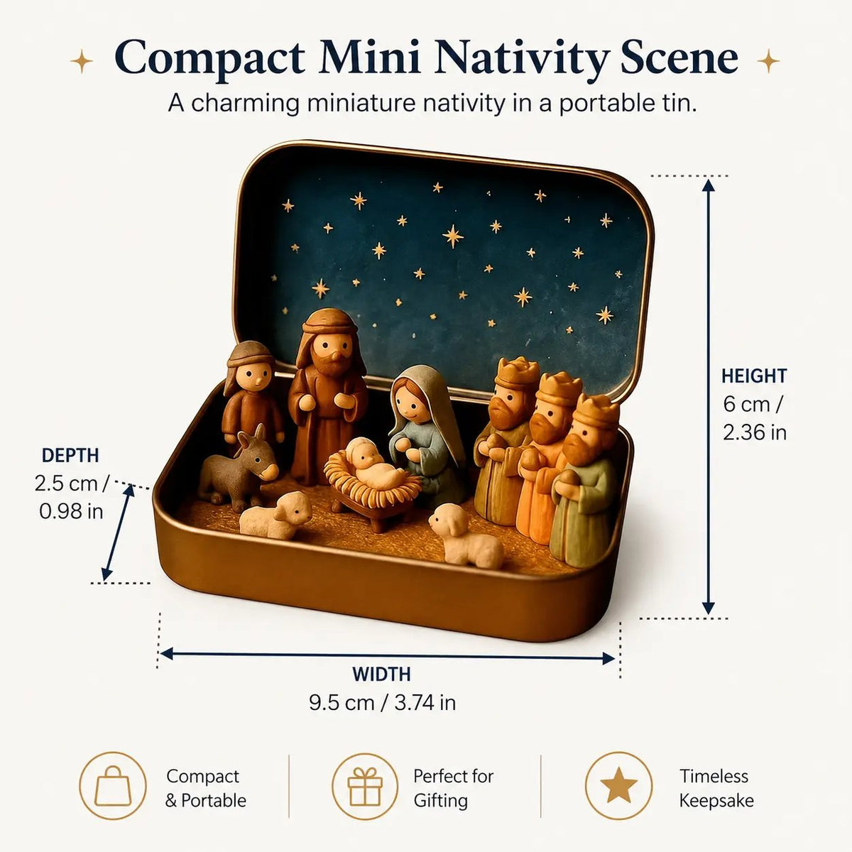 ✨Last Day 49% OFF-✝️ Mini Nativity Scene Keepsake Tin — Pocket-Sized Christmas Holy Family Set