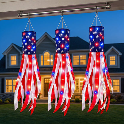 🔥2 Packs 50" Patriotic LED Windsocks American Flag Decor with Lights