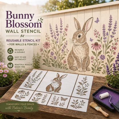 🌿🌸Garden Bloom Wall Stencil Collection – Reusable DIY Floral Painting Templates