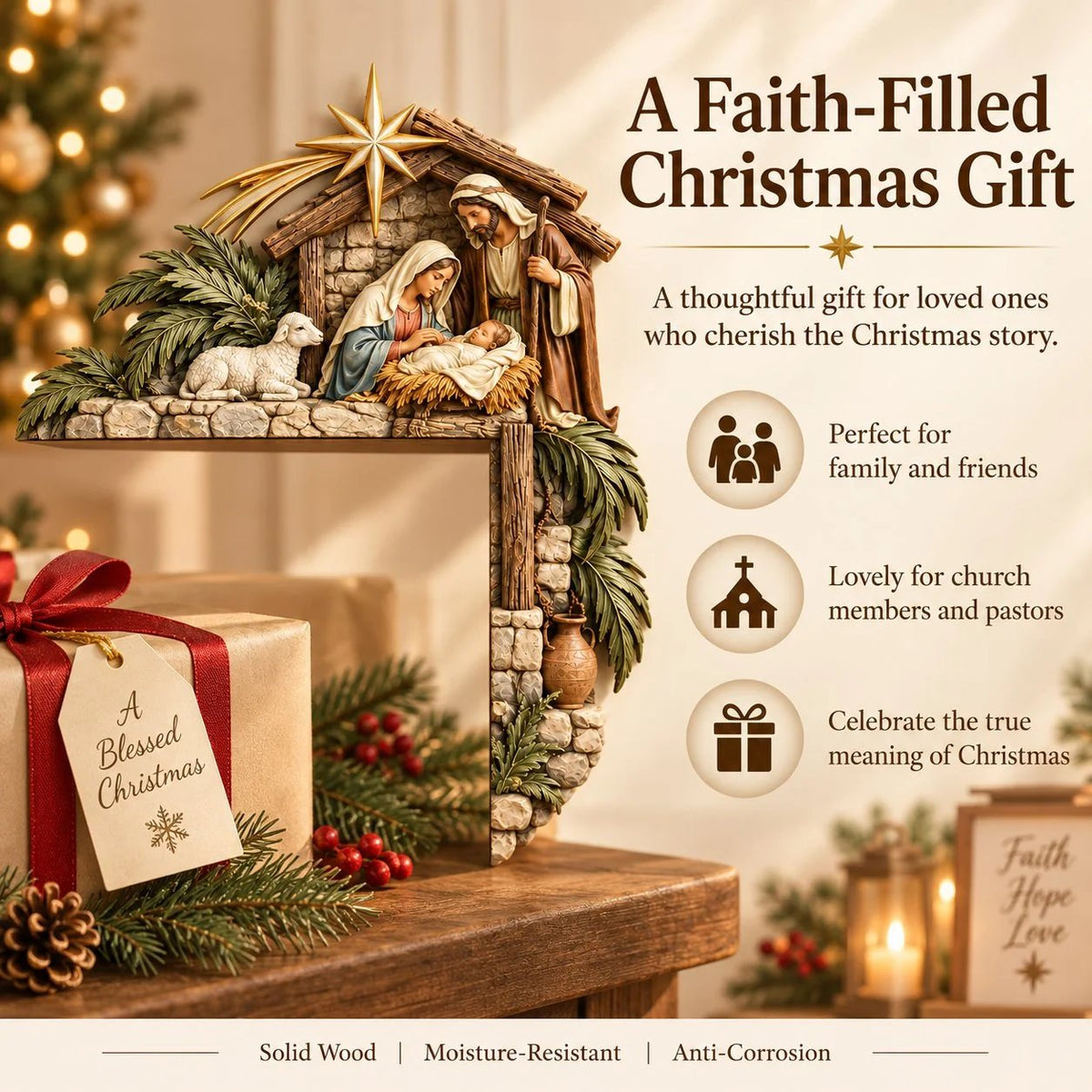 ⏳ Last Day 49% OFF –🎄Christmas Nativity Door Frame Corner Decor