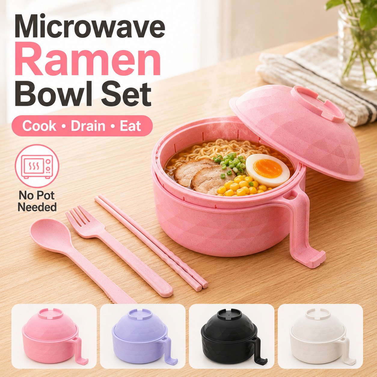 💖 Hot Sale 49%OFF✨Microwave Ramen Bowl Set
