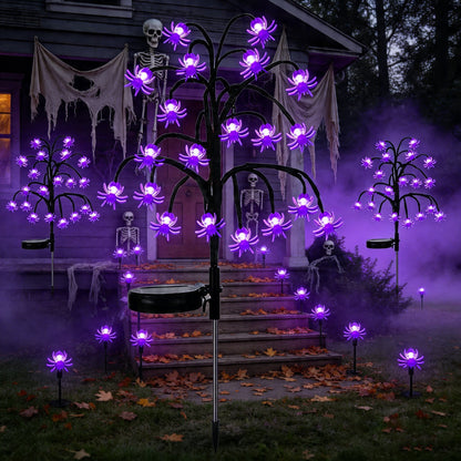 🎃Halloween Solar Pumpkin Spider Stake Lights, Auto On Off Waterproof Outdoor Pathway Lights for Yard Lawn Garden Decor