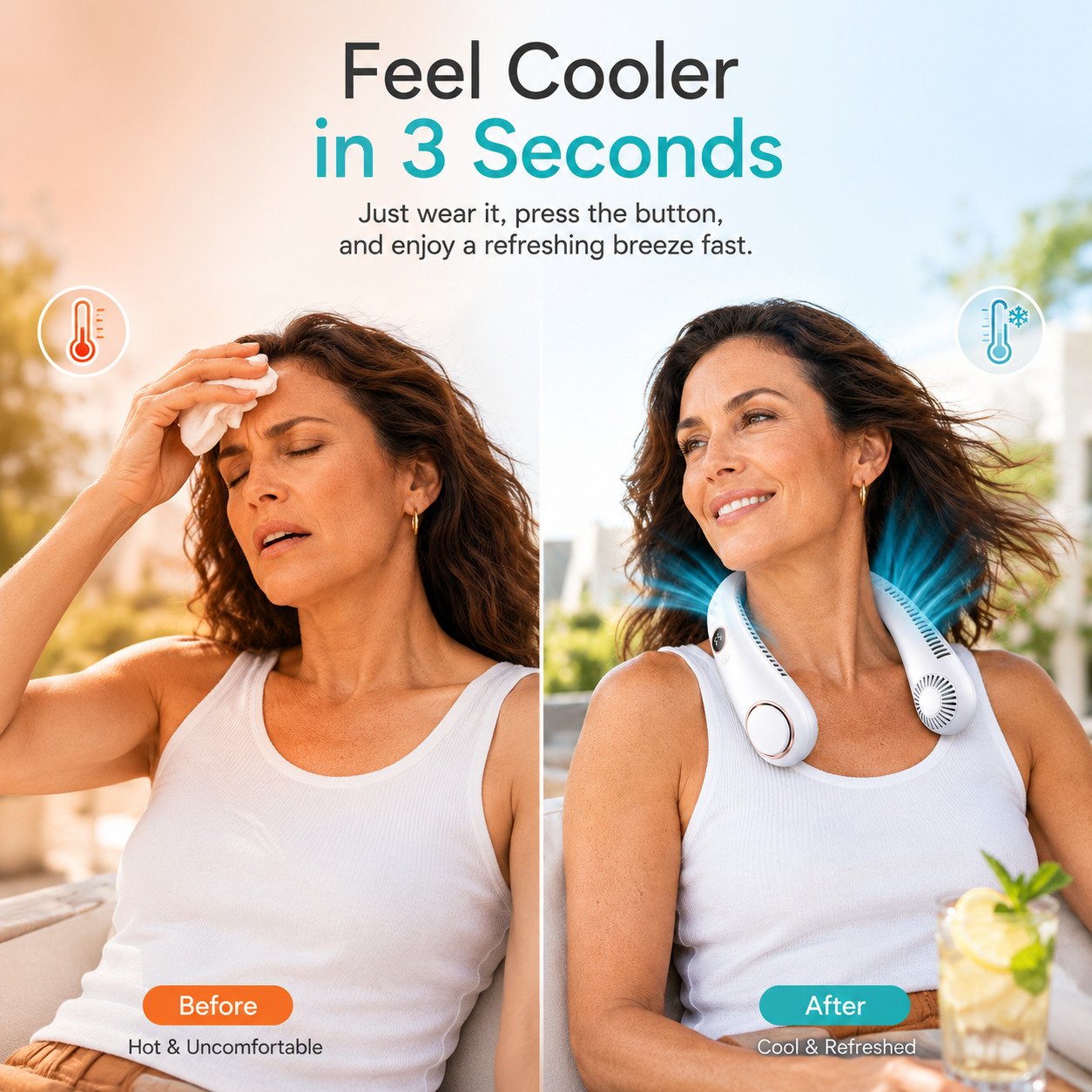 2026 Upgraded Wearable Bladeless Neck Fan 5-Speed Rechargeable Personal Cooling Fan
