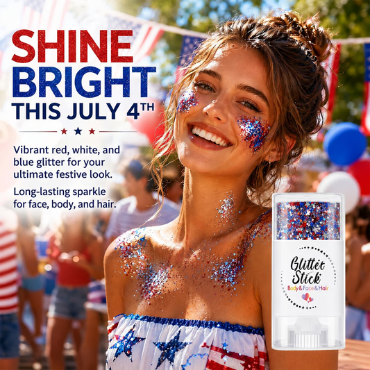 🥳2026 HOT SALE💞3 in 1 Patriotic Glitter Body Stick Red White Blue Glow