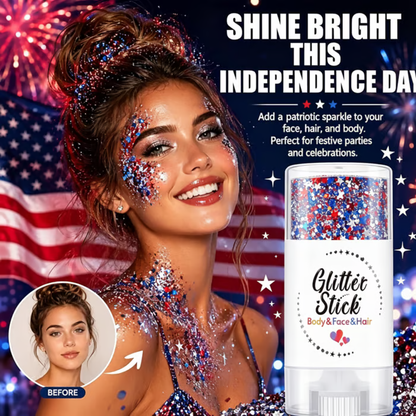 🥳2026 HOT SALE💞3 in 1 Patriotic Glitter Body Stick Red White Blue Glow