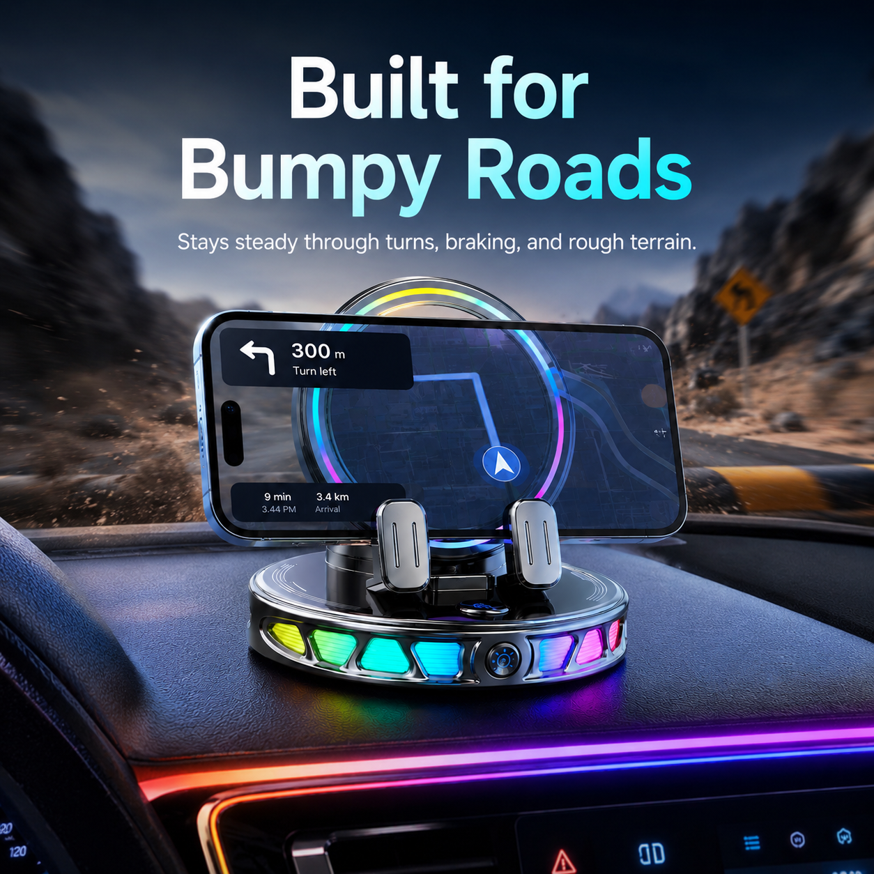 ✨RGB Smart Auto-Clamping Dashboard Car Phone Mount
