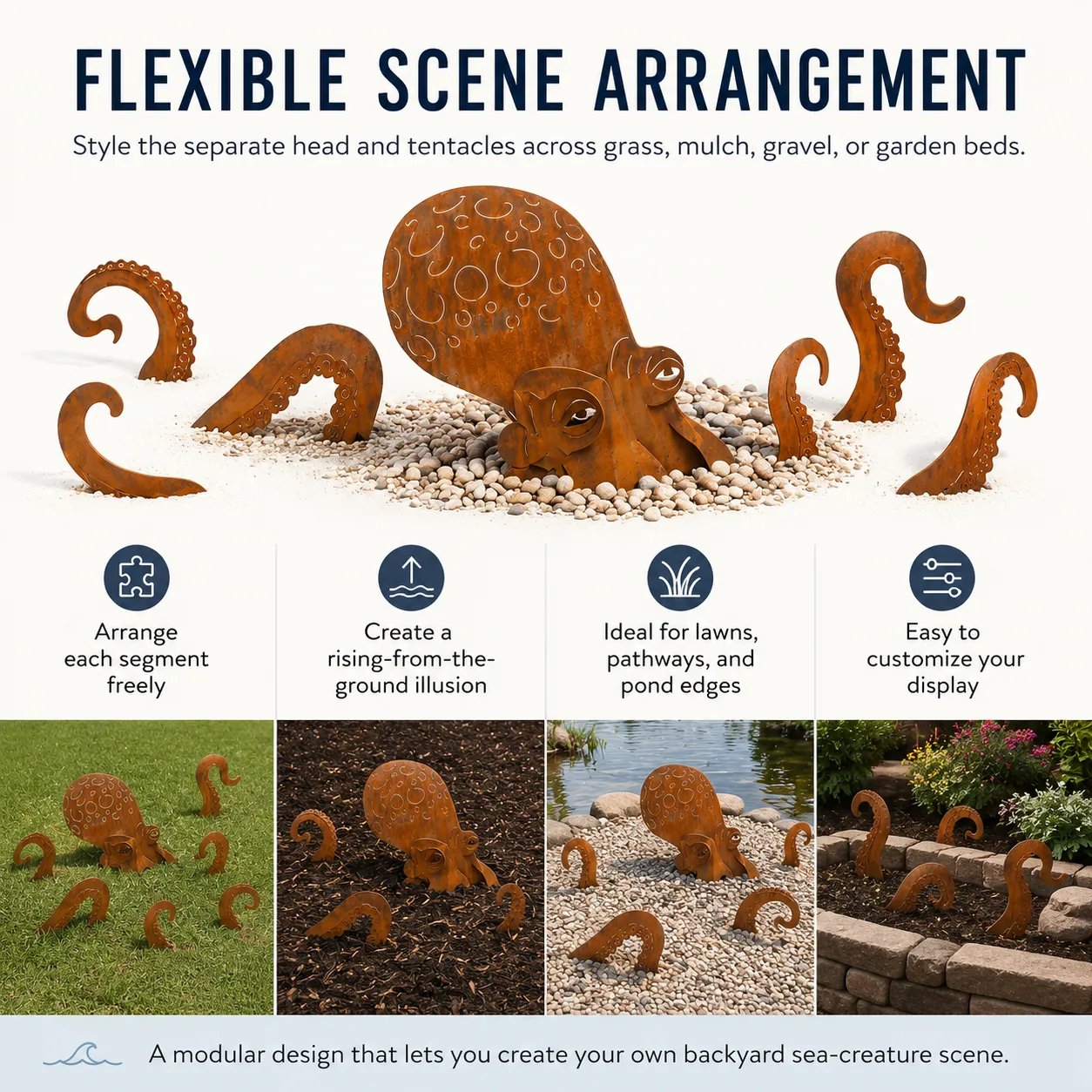 🔥2026 Hot Sale - 🐙Rust Patina Giant Squid Garden Sculpture (Buy more save more)