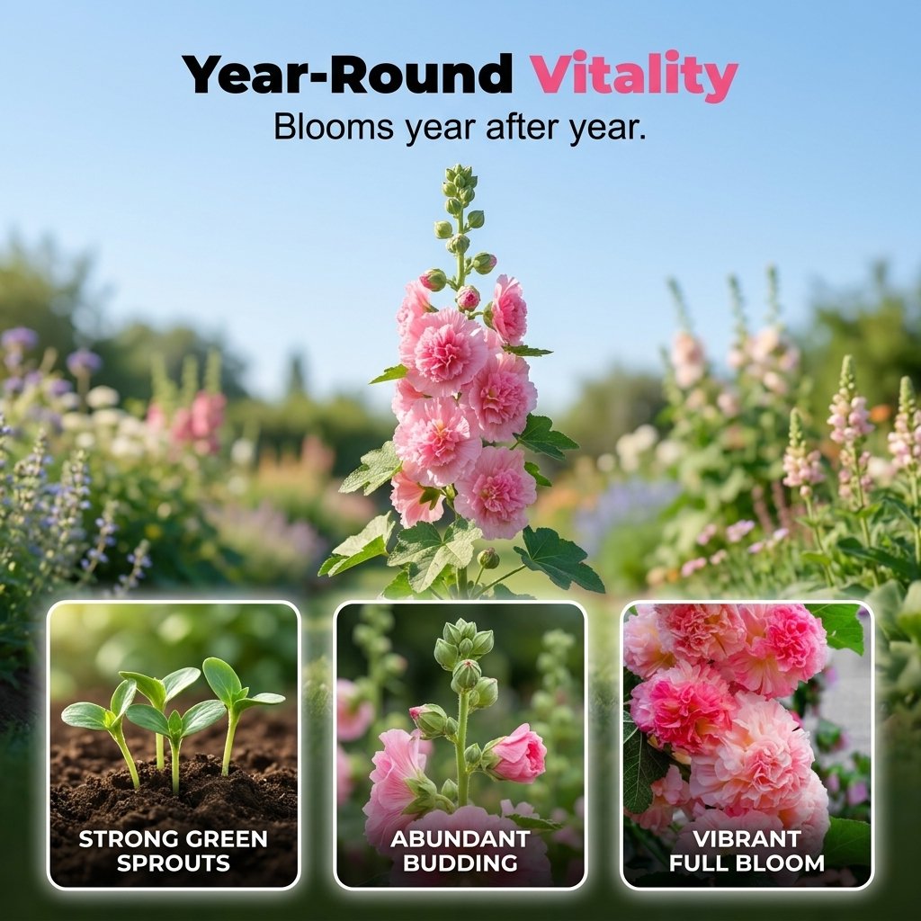 🌺Mixed Double Hollyhock Perennial Flower Seeds✨🌱Perennial Garden Flower