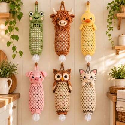 Cozy Critters™ – Cute Crochet Animal Bag Holder DIY Kit