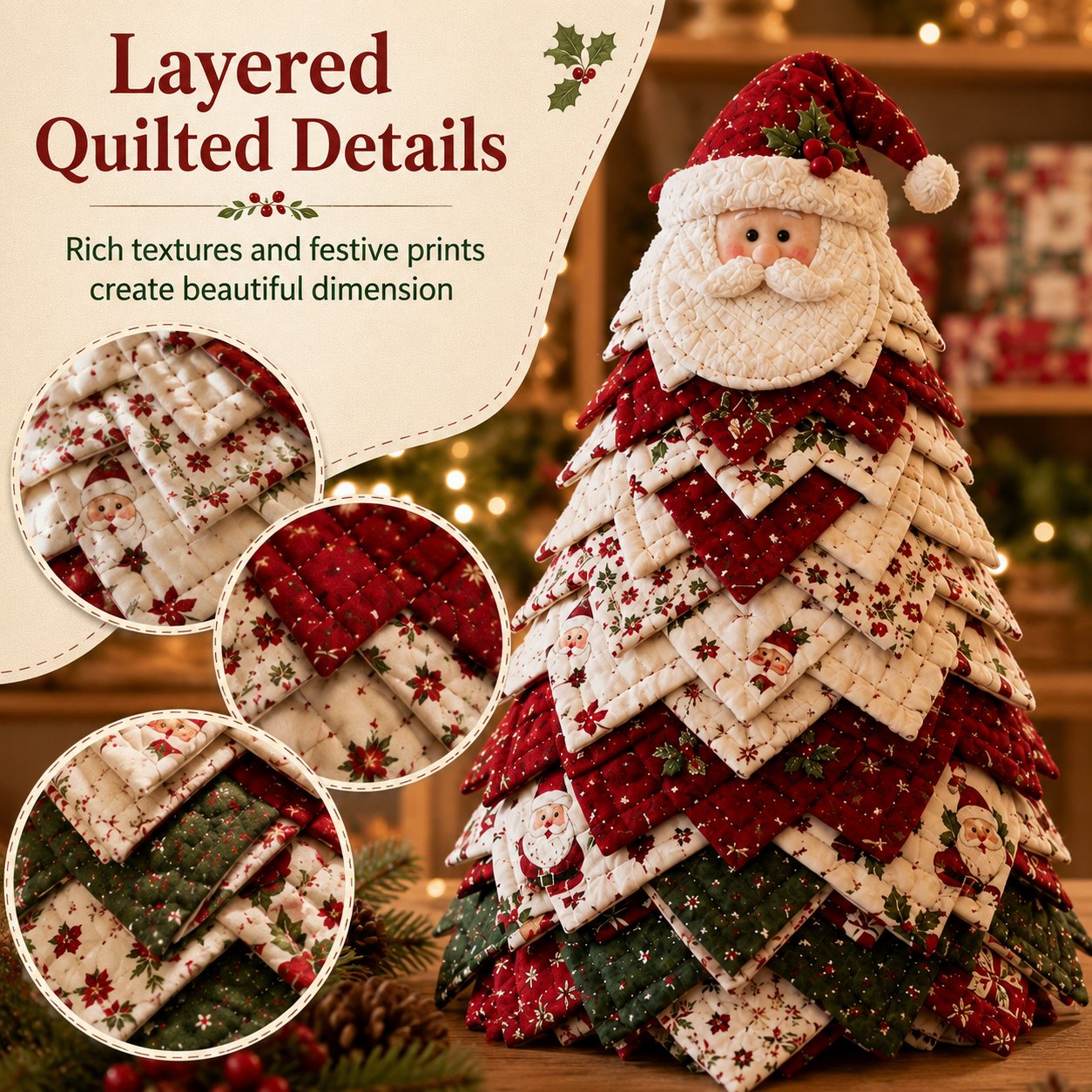 🔥Last Day 49% OFF ✨DIY Quilted Santa Christmas Tree Kit