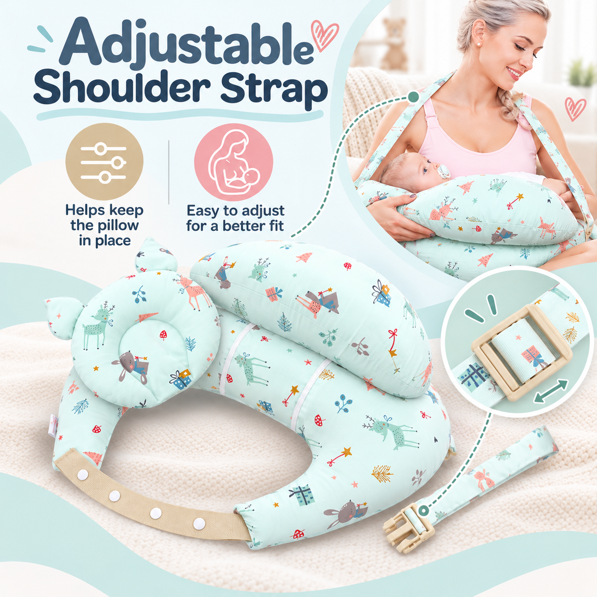 🔥Last Day 49% OFF👶 Ergonomic Nursing Pillow 🍼 Hands-Free Feeding Cushion with Adjustable Strap & Baby Pillow