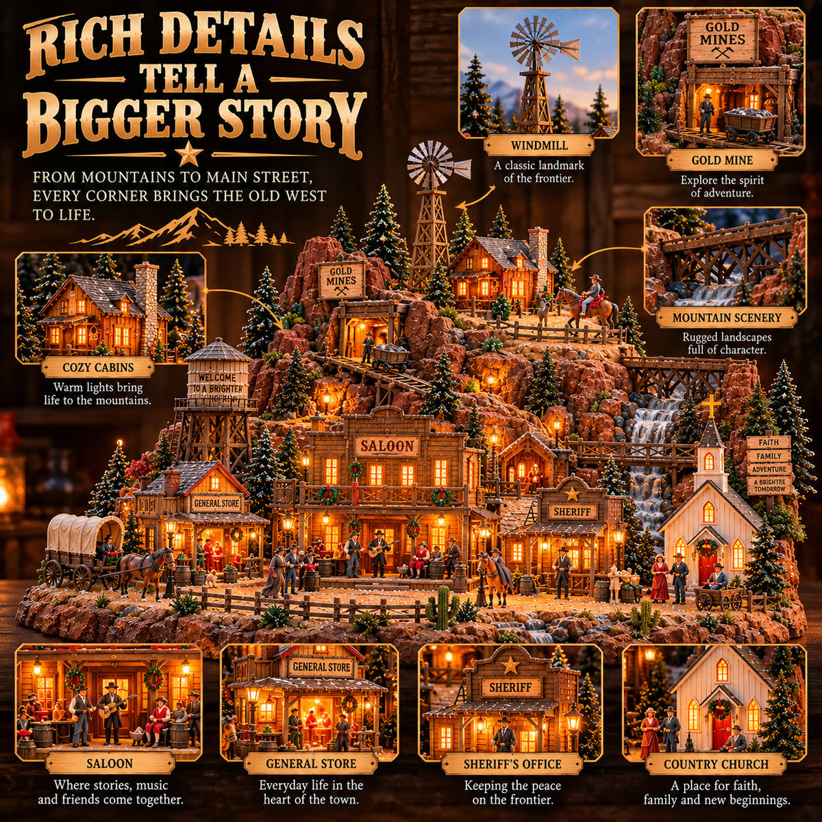 🎄 Last Day 50% OFF-🤠 Ready to Bring the Old West Home?! ⭐ The Old Western Frontier – A Glowing Town Full of Legendary Stories!