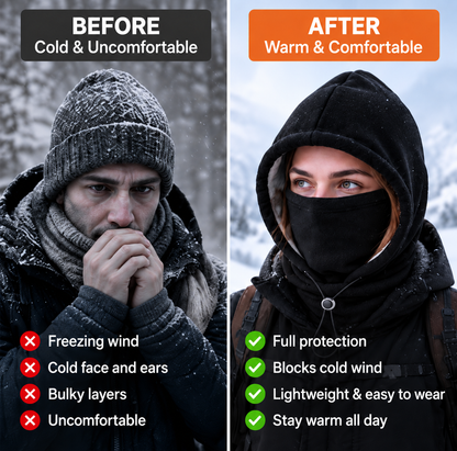 💥LAST DAY 50% OFF-❄️Windproof and Warm Integrated Face-Protection Hat🌨️(Fleece-lined)
