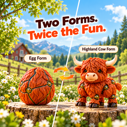 🔥Last Day 49% OFF🔥🐮 2-in-1 Transforming Highland Cow Egg – Articulated Figure！