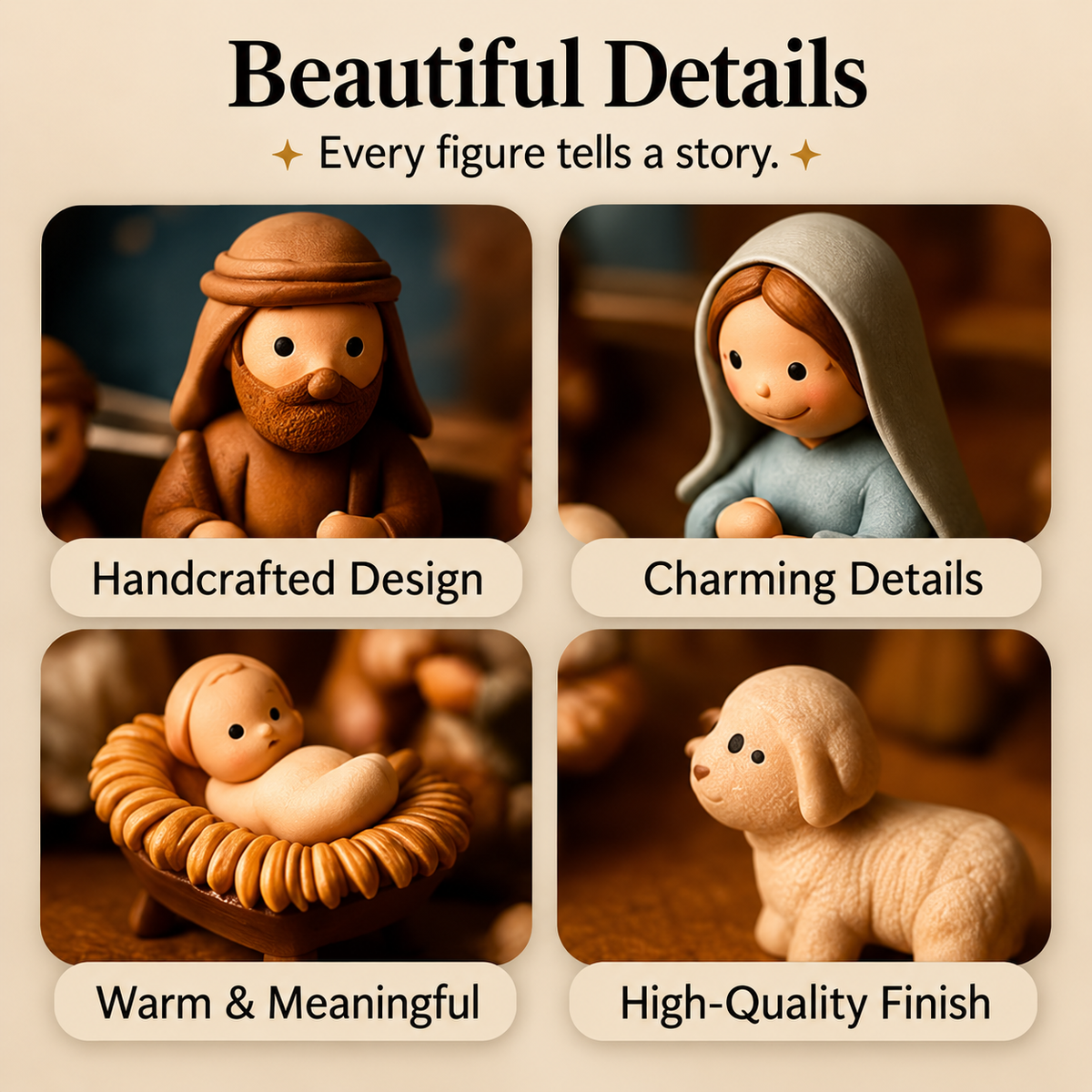 ⏳ Last Day 49% OFF –✝️Miniature Nativity Scene Set