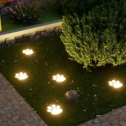 Solar-Powered Paw Print Outdoor Lights