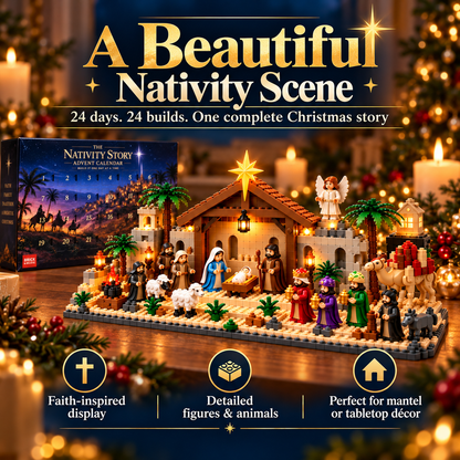 🎄 Last Day 50% OFF-⛪🎅Nativity Building Advent Calendar | 24 Daily Builds to Create a Complete Christmas Scene✝️