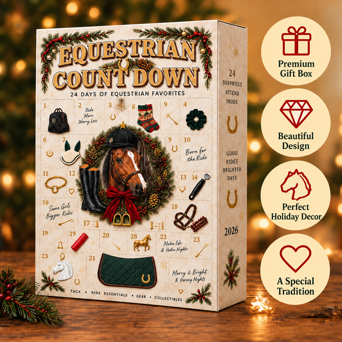 ⏳ Last Day 50% OFF-🐴24 Day Equestrian Countdown Calendar
