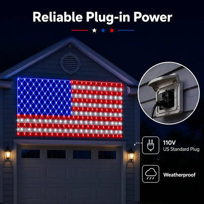 Outdoor Solar American Flag Light (6.5ft x 3.28ft) | Ultra-Bright Waterproof Patriotic Yard Decor