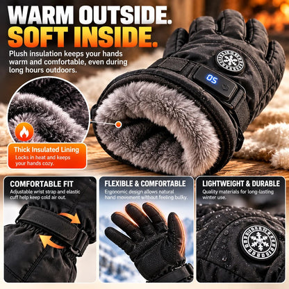 ⏳ Last Day 50% OFF-🔥 Rechargeable Heated Gloves – 3 Heat Settings, Waterproof Touchscreen Winter Gloves