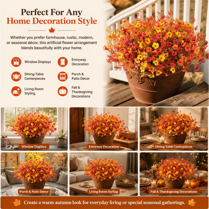 🍂Artificial Fall Eucalyptus & Violet Flower Arrangement — Bring The Warm Beauty Of Autumn Into Your Home
