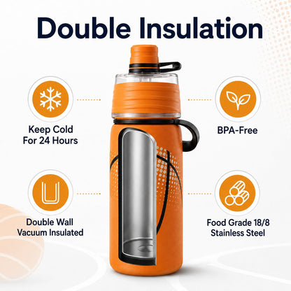 🏀 Basketball Gift Sale 49% OFF - Outdoor portable large-capacity spray sports water bottle
