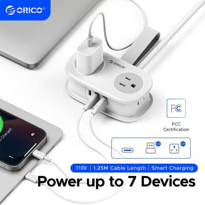 🔥 HOT SALE 🔥Travel Power Strip, ORICO 4 Outlets 2 USB Ports (1 USB C) with 4FT Wrapped Short Extension Cord Small Power Strip