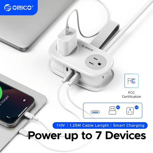 🔥 HOT SALE 🔥Travel Power Strip, ORICO 4 Outlets 2 USB Ports (1 USB C) with 4FT Wrapped Short Extension Cord Small Power Strip