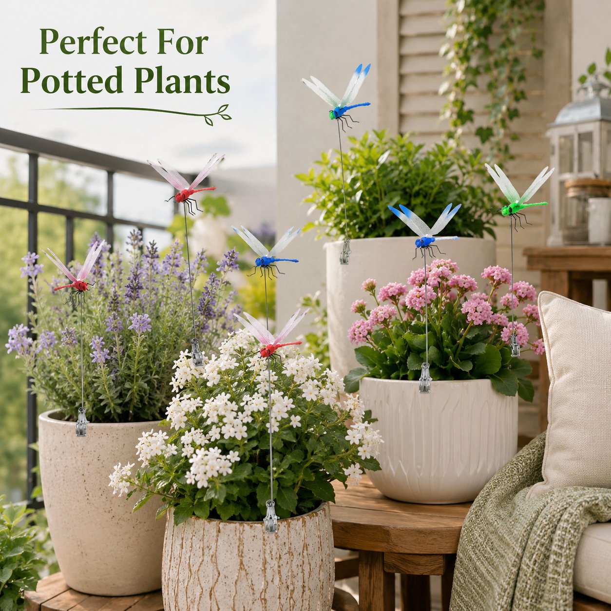 3D Dragonfly Garden Stakes With Clips