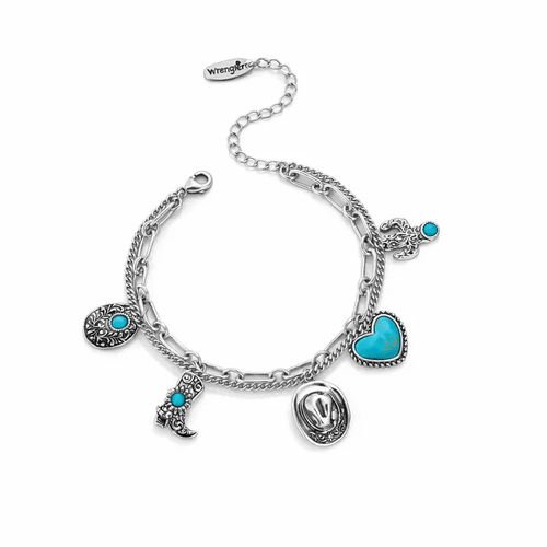 🏇🤠Western Cowgirl Charm Bracelet – Boot, Hat, Cactus & Heart Charms🌵