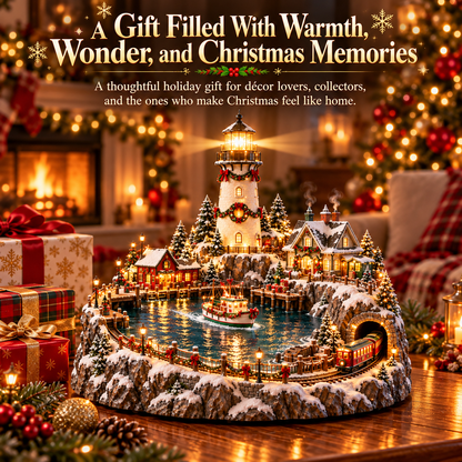 🔥 LAST DAY 49% OFF-🎄Christmas Lighthouse Harbor Village – Light-Up Winter Wonderland