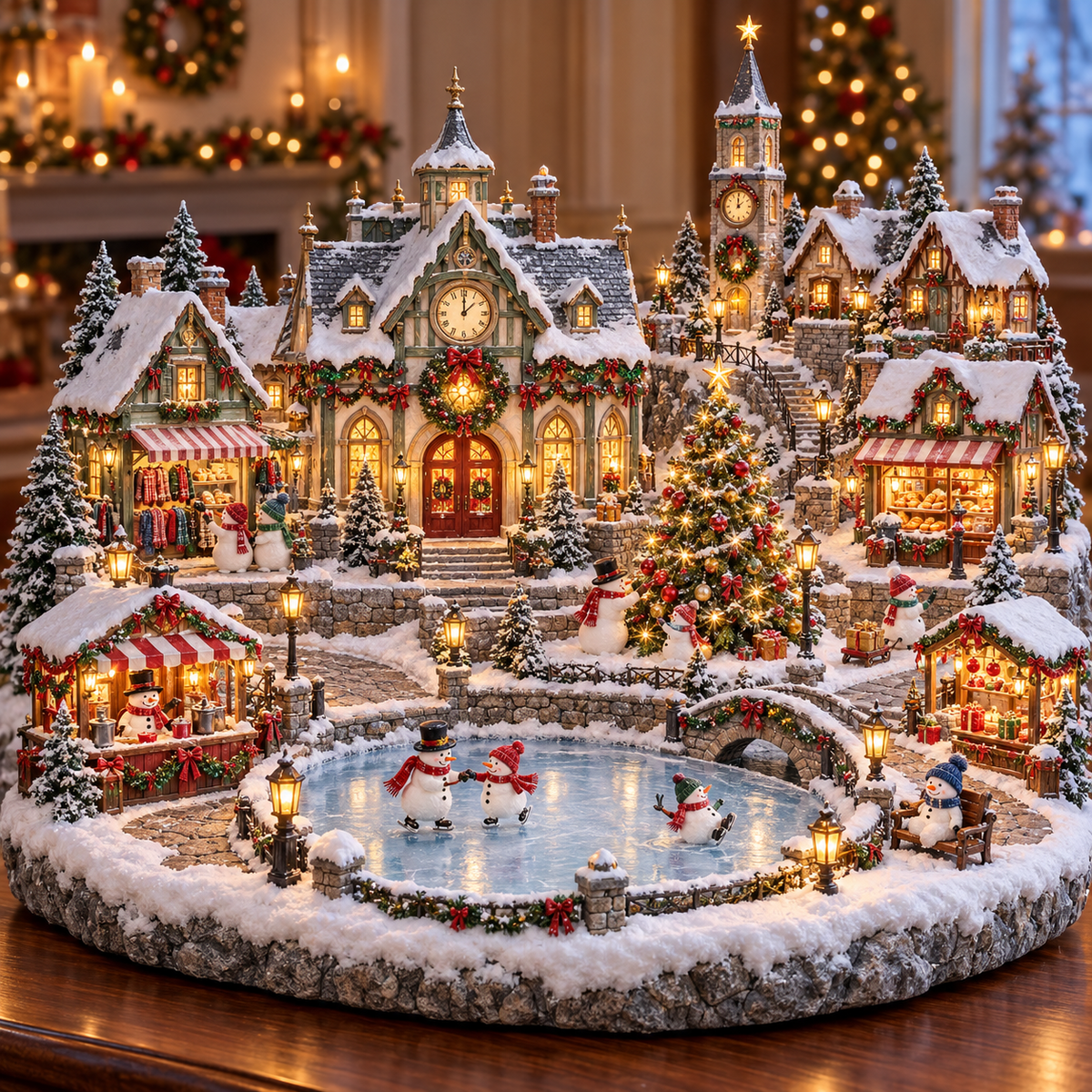 🔥 Last Day 50% OFF-⛄Light-up Snowman Winter Village ❄️ — Christmas Market Festive Scene 🎄✨
