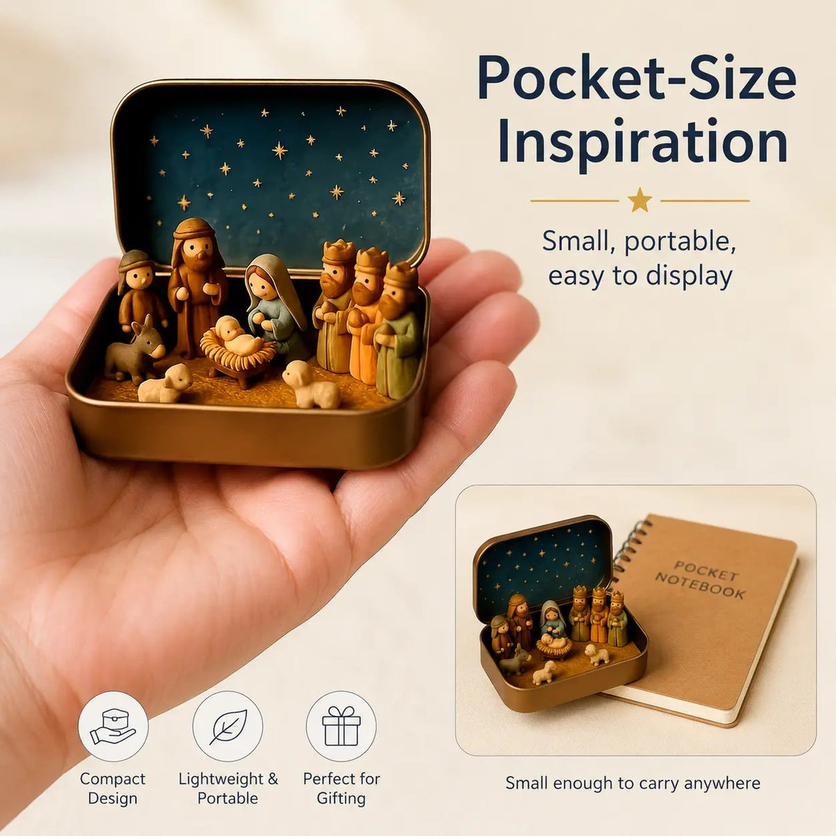 ✨Last Day 49% OFF-✝️ Mini Nativity Scene Keepsake Tin — Pocket-Sized Christmas Holy Family Set