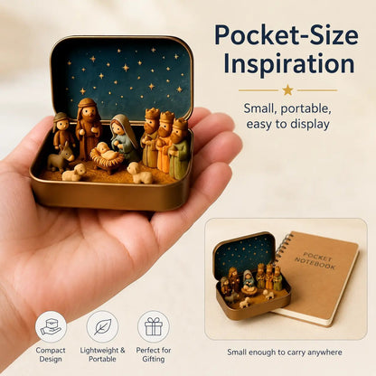✨Last Day 49% OFF-✝️ Mini Nativity Scene Keepsake Tin — Pocket-Sized Christmas Holy Family Set