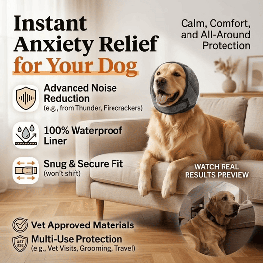 🔥 [Flash Sale - 50% OFF] No More Shivering from Thunder & Dryers! ❤️  Dog Calming Ear Wrap for Instant Anxiety Relief