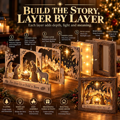 🔥Last Day 50% OFF-⭐ Bethlehem Light-up Nativity Shadow Box Diy Kit