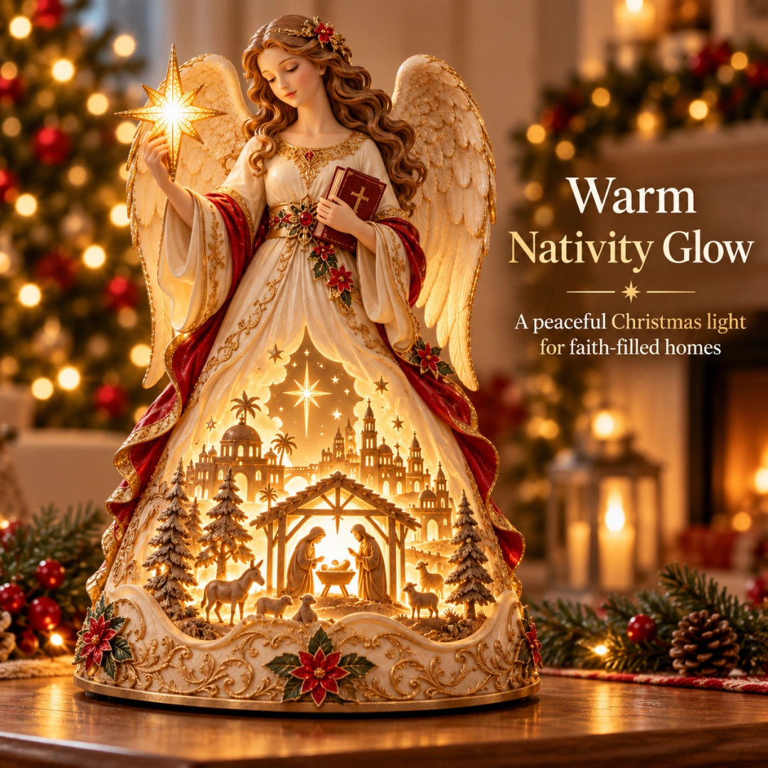 ✨ Angel Lighted Nativity Christmas Table Decor