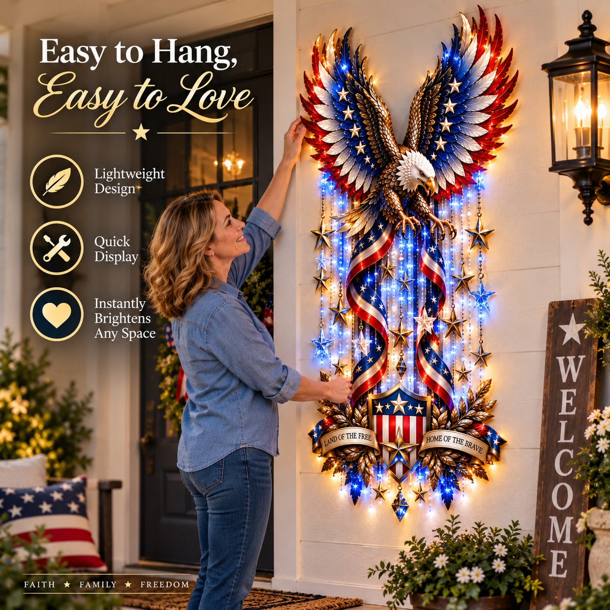 ✨Last Day 49% OFF-🦅American Eagle Glory Waterfall Light