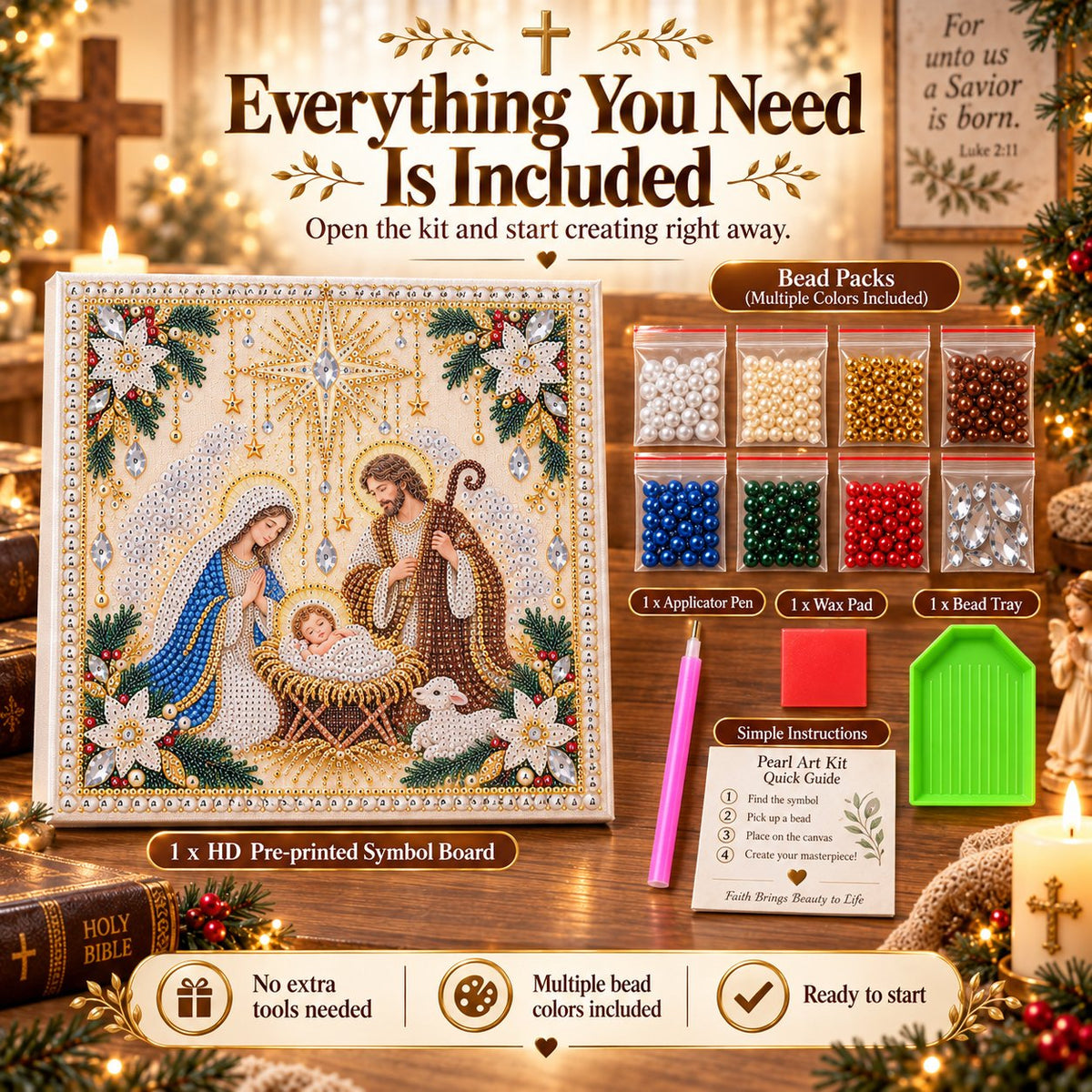 Everything included in Christian pearl artwork kit