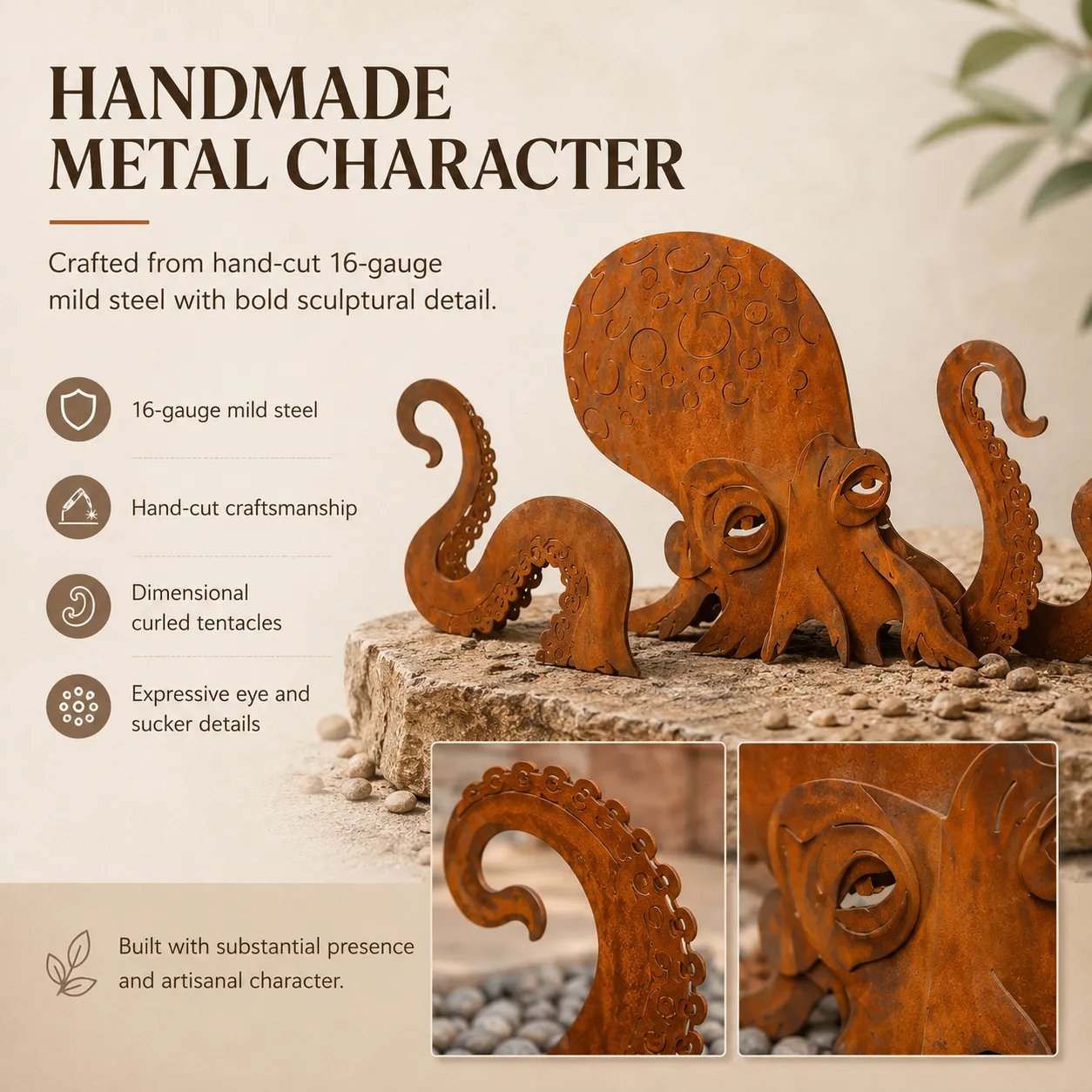 🔥2026 Hot Sale - 🐙Rust Patina Giant Squid Garden Sculpture (Buy more save more)