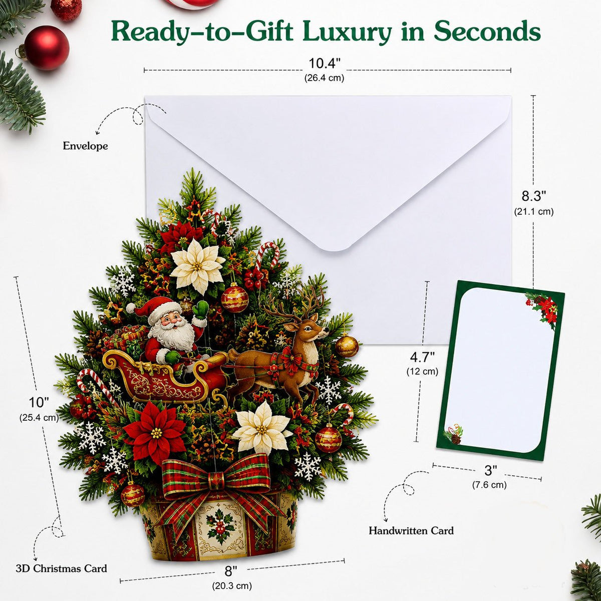 🌲 Pop-Up 3D Christmas Tree Card ✨ Turns Into Freestanding Festive Table Decor