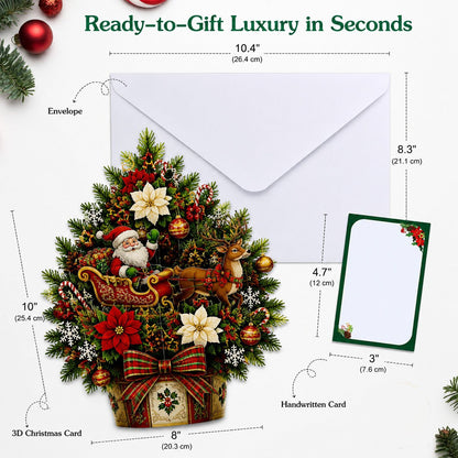 🌲 Pop-Up 3D Christmas Tree Card ✨ Turns Into Freestanding Festive Table Decor