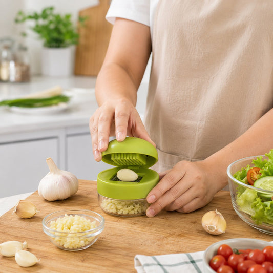 Mini Garlic Chopper and Press with Container
