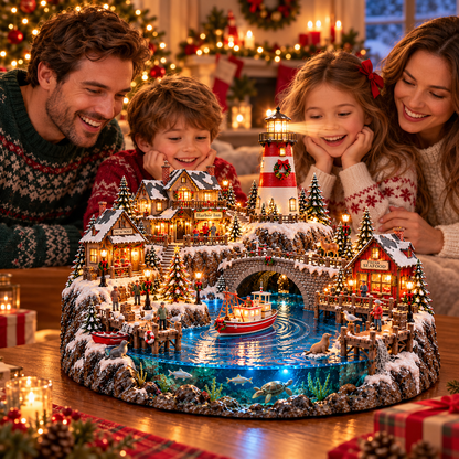 🔥 HOT SALE 49% OFF🔥 Harborlight Christmas™ — Lighted Coastal Village with Lighthouse, Fishing Boat & Underwater Scene ✨