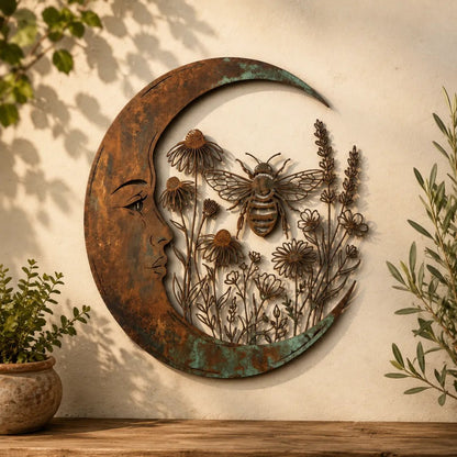 Last Day 50% OFF🌙🐝 Enchanted Crescent Moon Bee Wall Art