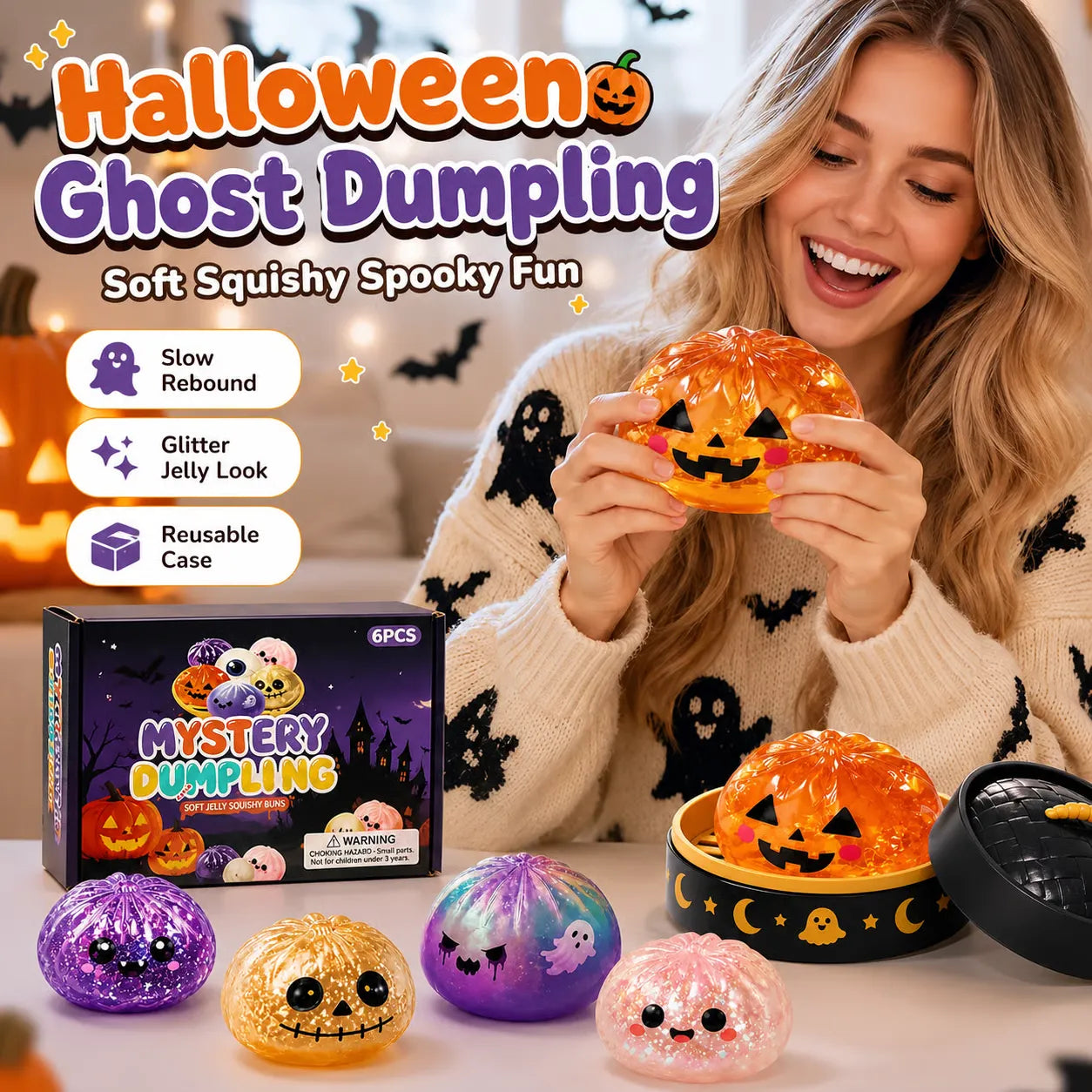 Halloween ghost dumpling squishy collection