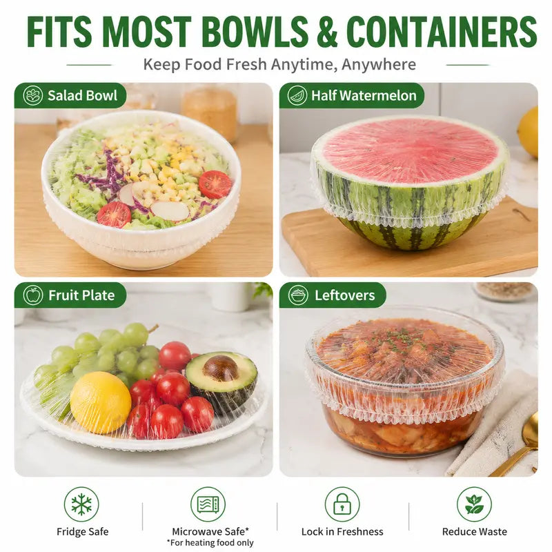 🥗  100PCS Ultra Stretch Food Covers | Keep Every Meal Fresh Longer🥡