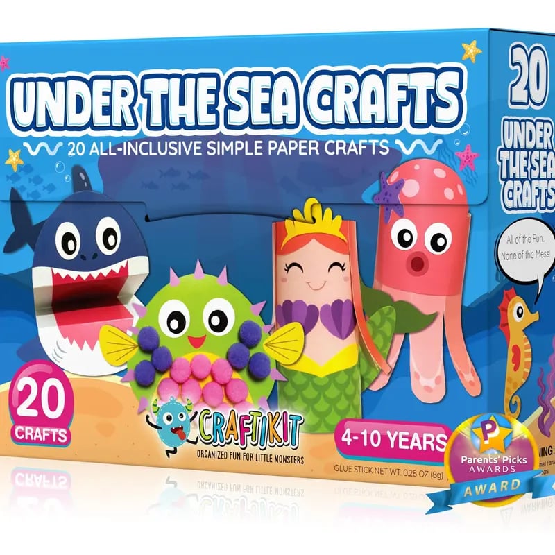 🎨 Craftikit 20 Crafts in a Box – Easy Low-Mess Paper Craft Kit for Kids Ages 3–8 ✂️✨